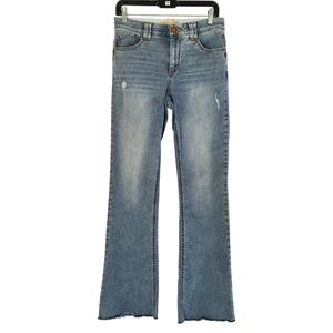 Democracy "Ab"solution High Rise Flare Jeans Raw Hem Size 6